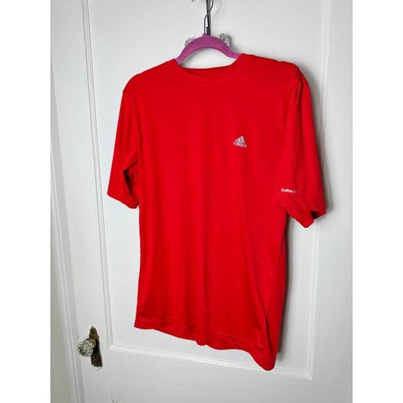 Adidas Short Sleeve T-shirt Men's MED Red Climalite Quick Dry Crewneck Athletic - Picture 1 of 6
